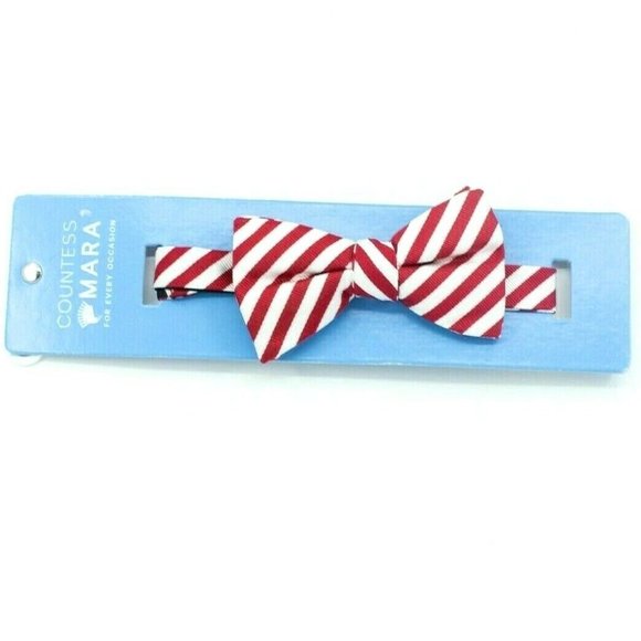 COUNTESS MARA Red White Stripe Bow Tie Bowtie New - Picture 1 of 4
